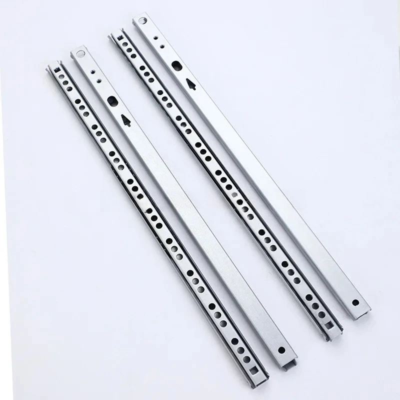 1 Pair 17mm Wide Steel Ball Bearing Drawer Slide-Two-Segment Ball Rail for Furniture/Drawer(Durable, Smooth Operation, Foldable)