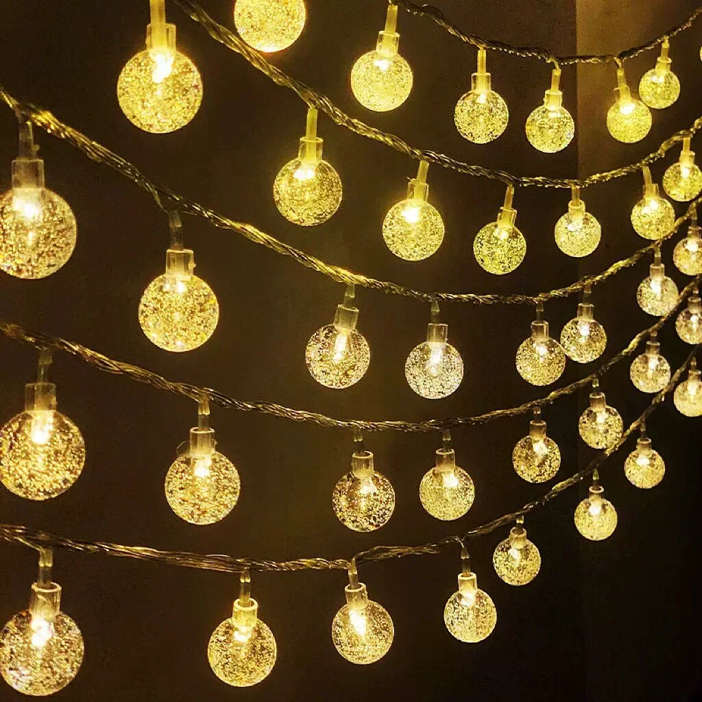 LED كريستال الكرة جارلاند سلسلة أضواء فلاش داخلي عطلة مصباح بطارية تعمل