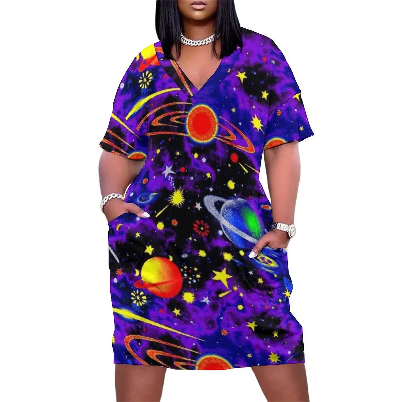 

Glow in the Dark Loose Pocket Dress dress elegant women's sets