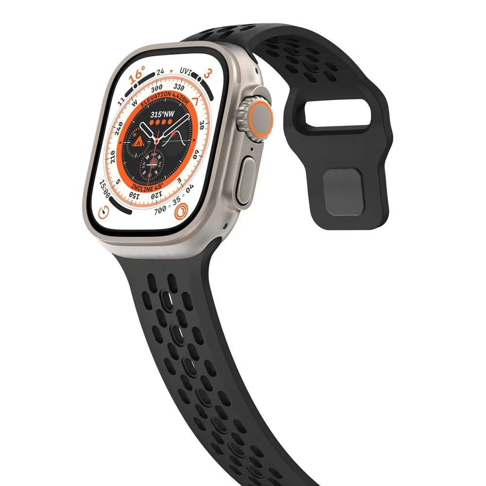 Atmungsaktives Silikonarmband für Apple Watch 49mm 46mm 45mm 44mm 42 41mm Sportarmband iWatch Ultra 12 11 10 9 8 7 6 SE3 Gürtel – Detail 3