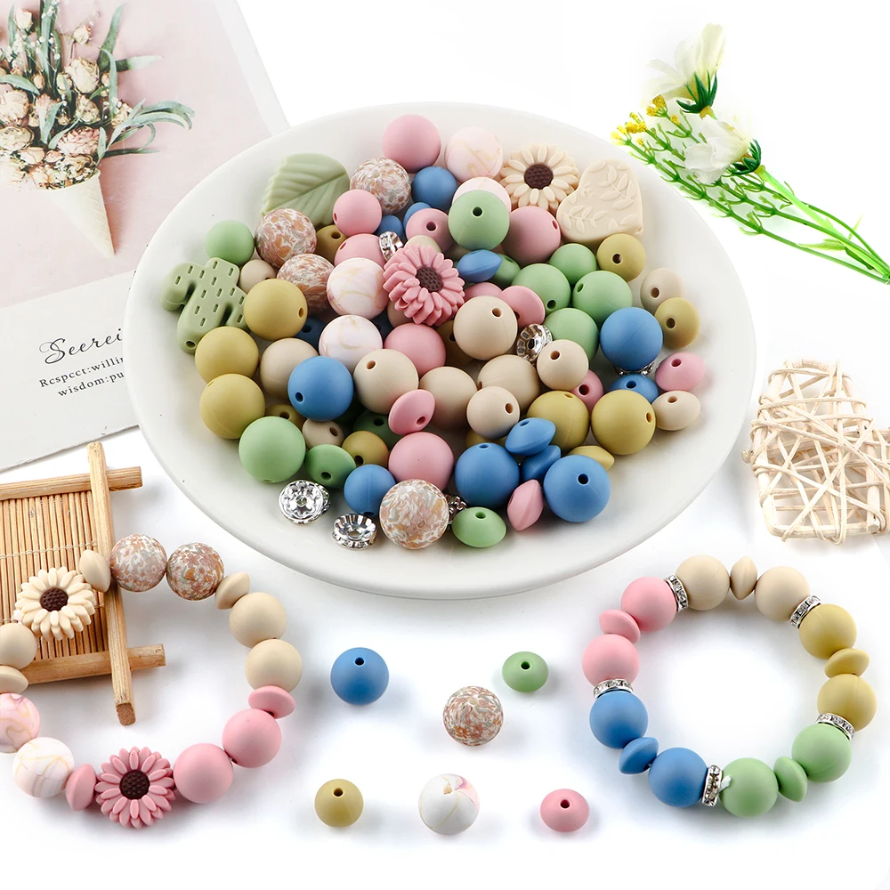 Sunrony 10pcs 20/30MM New Flower Silicone Beads For Jewelry Making DIY Daisy Focus Beadable Pen Bracelet keychain Accessories