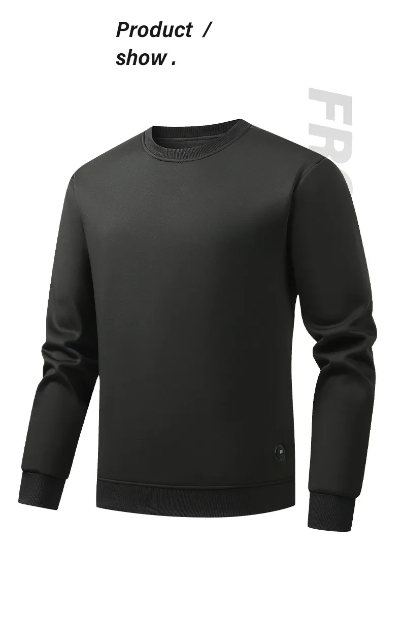 New 7-Zone Heating Intelligent Temperature Control Electric Round Neck Hoodie Men'S Autumn Winter Casual Thick Warm Pullover Top