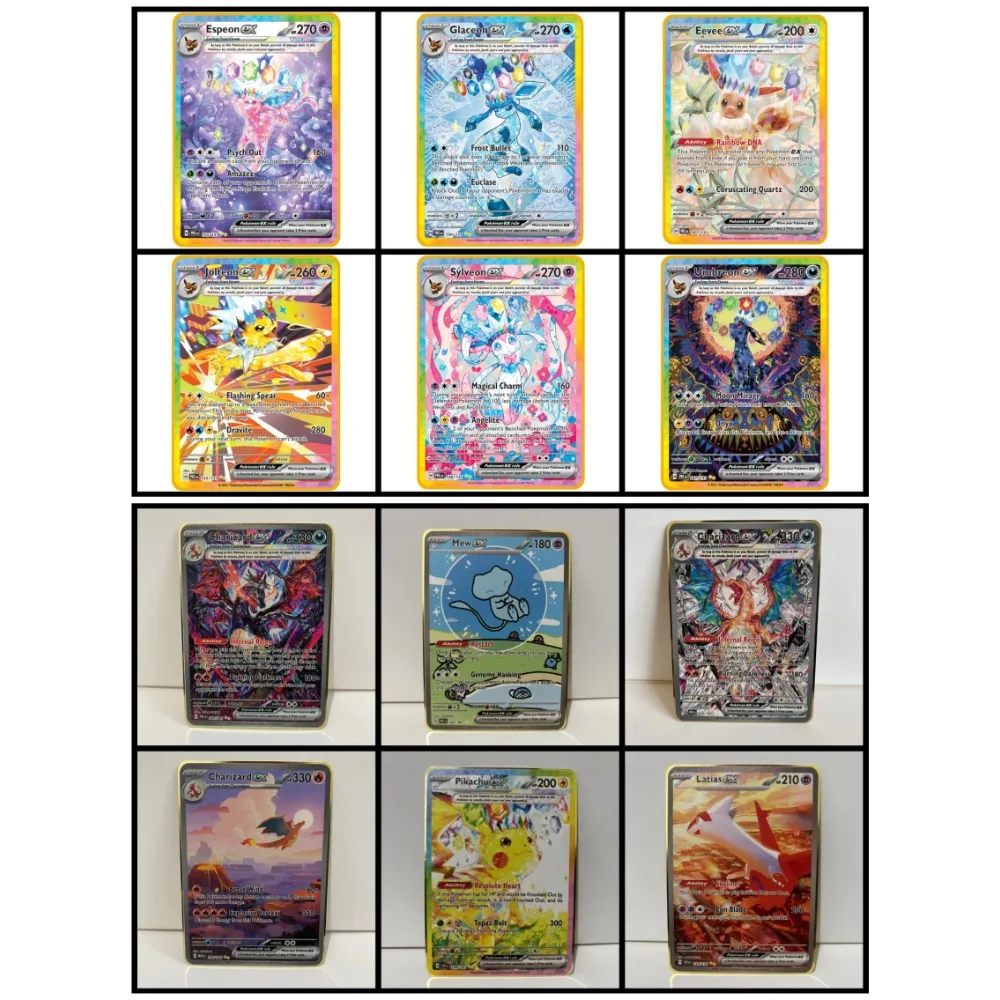 

DIY Pokemon Metal Card PRE Sylveon Umbreon Leafeon EX Charizard Anime Peripheral Game Collection Card Holiday Gift