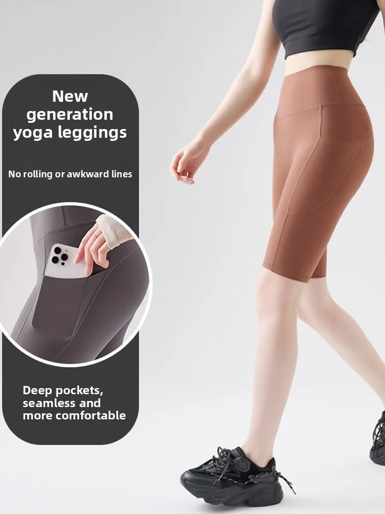 Nuovo 2025 Bla Arkskin Pantaloni da donna Estate Sottile Seta di ghiaccio Cinque Quarti Fitn Yoga Strato base Ciclismo Leggings a vita alta