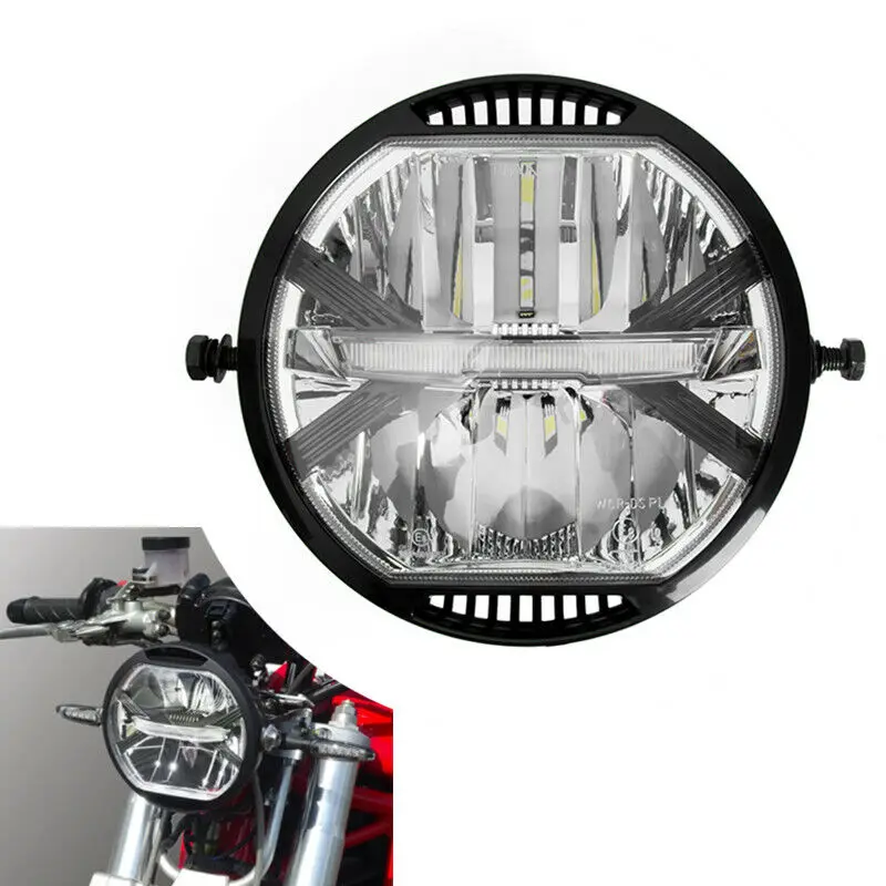 170mm Cafe Racer Headlight Frontlight Lamp LED Distance Day Light Bright Refitm