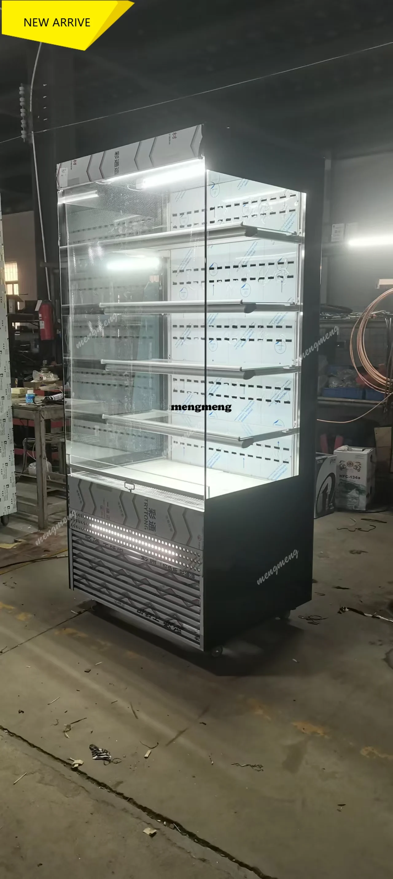 Supermarket Multi Deck Air Curtain Display Open Chiller Cabinet Refrigerator LED Commercial Refrigerator For Fruits Vegetables