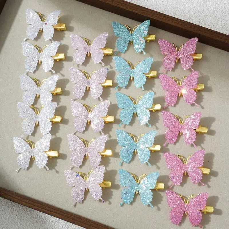 Glitzernde Schmetterlings-Haarspangen, rutschfestes Design, schön für kleine Mädchen, für den täglichen Gebrauch, Geburtstagsfeiern – Detail 6