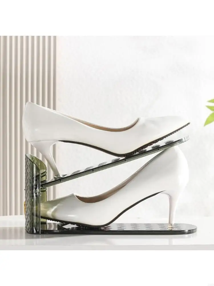 Compact Shoe Organizers Stackable Double-Layer Rack For High Sneakers JOMD