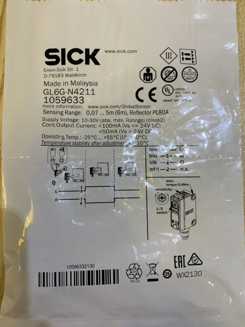 

2025.5 SICK Photoelectric Sensor Mirror GL6G-N4211 Original New Genuine Fake One Penalty Ten Support After-sales.