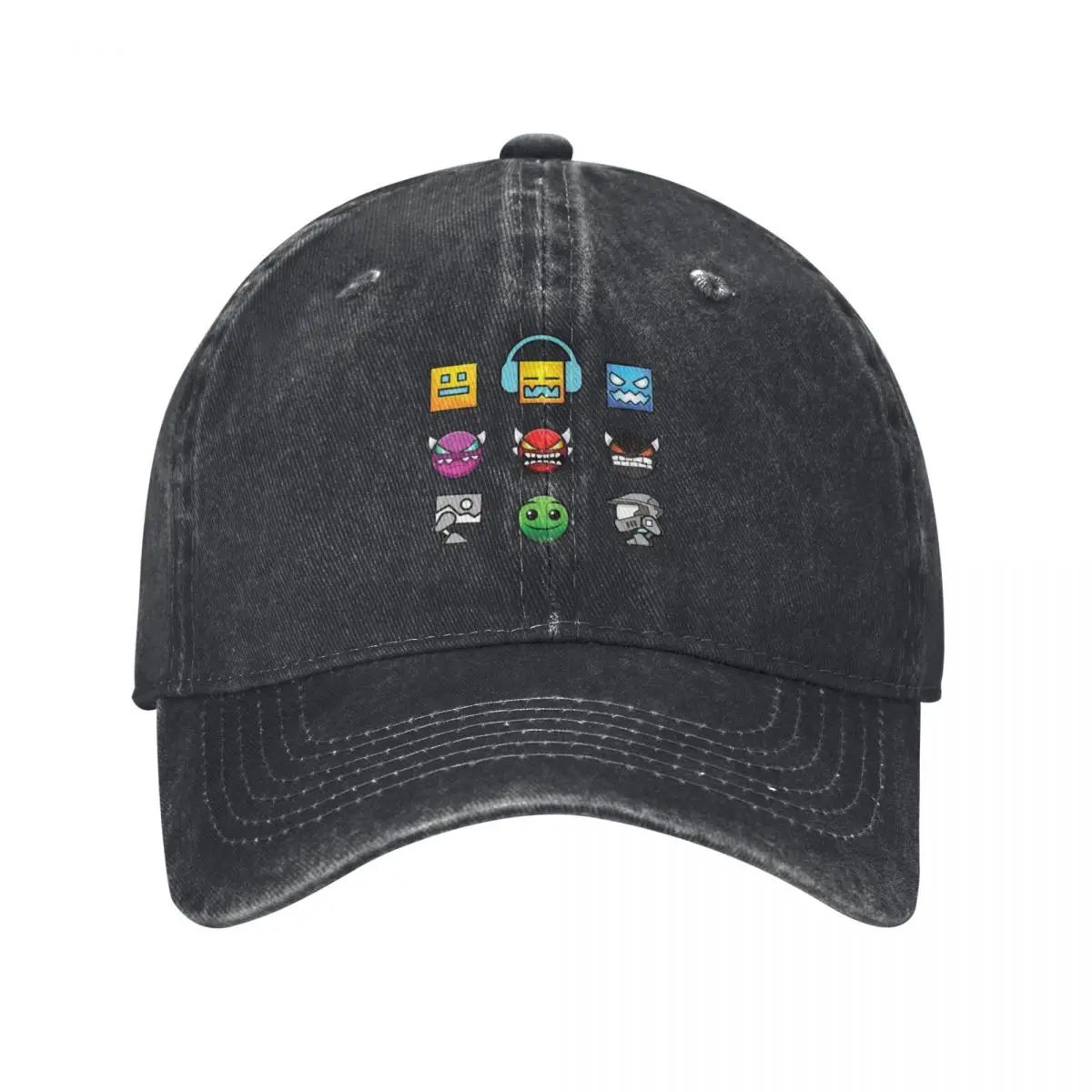 Geometry Dash Baseball Cap Snap Back Hat Big Size Hat Luxury Brand fishing hat Girl Men's