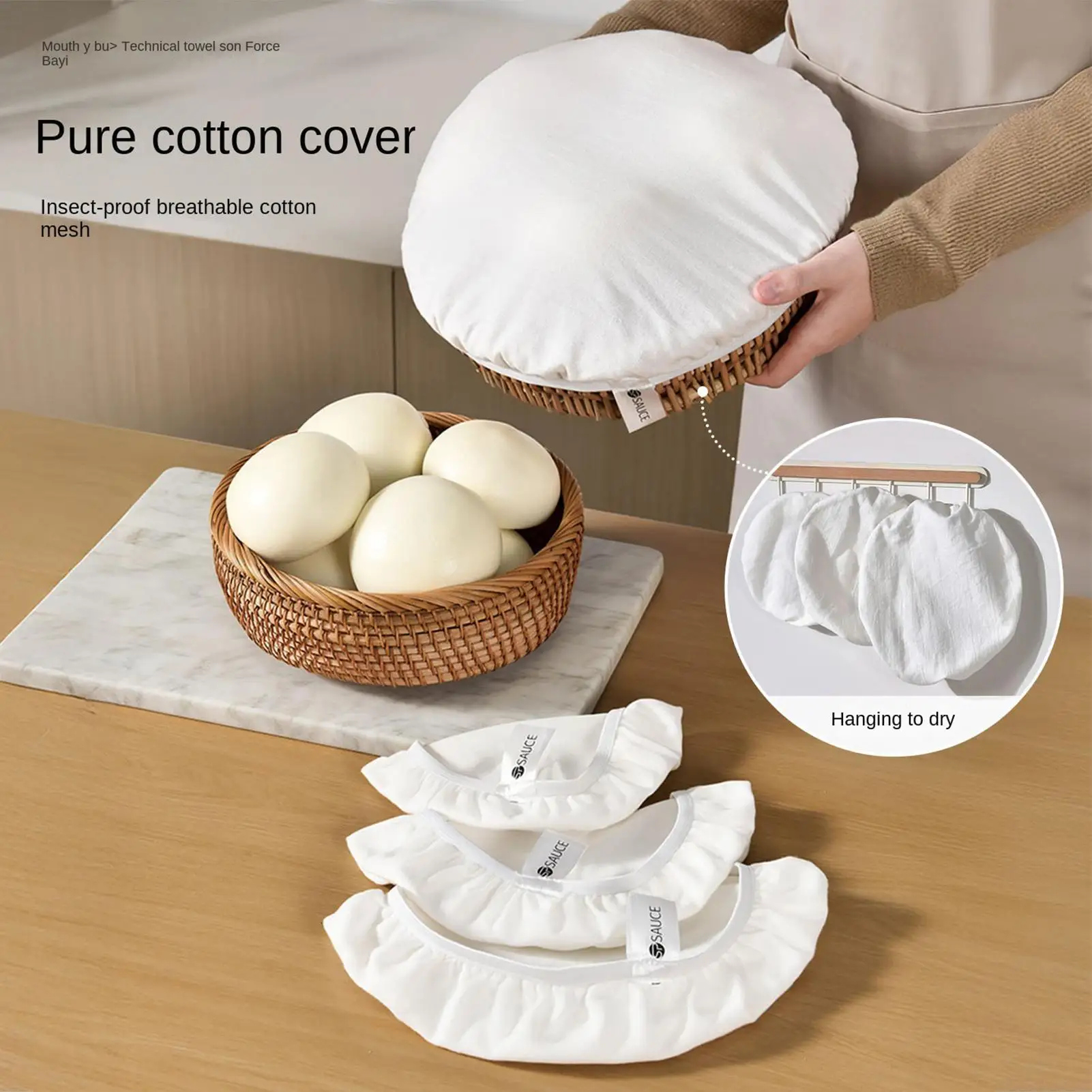 Cotton Bread Proofing Bowl Cover Washable Breathable Dust Insect Barrier Dough Fermentation Cloth Reusable Kitchen Baking Tool