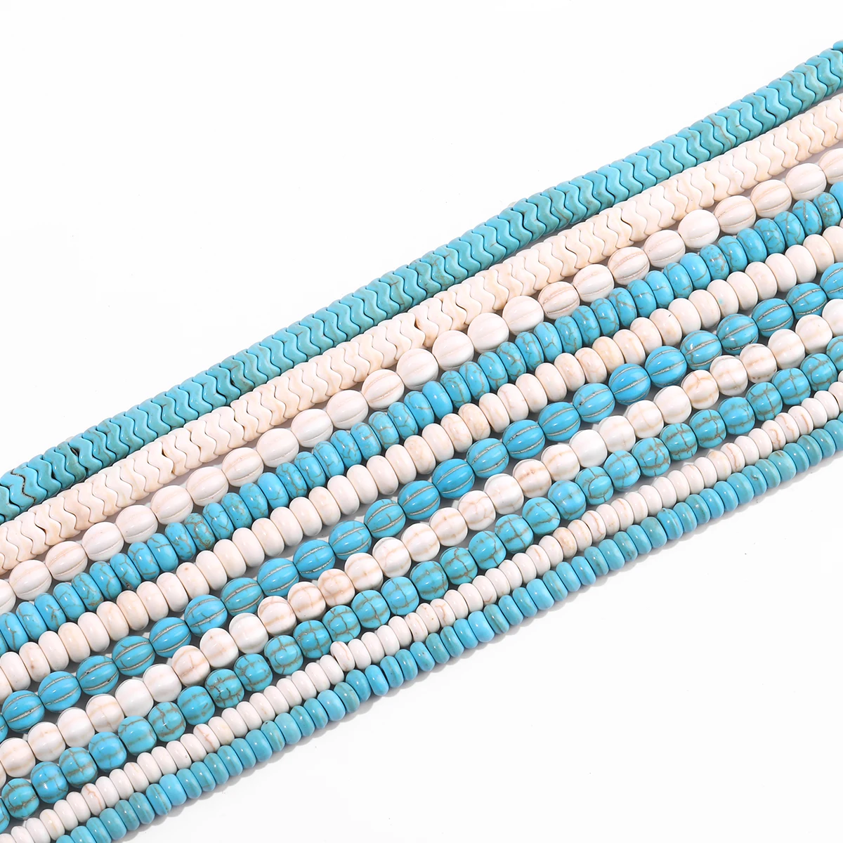 1 String Pumpkin Shape Blue White Turquoise Bead Loose Spacer Irregualr Shape For Jewelry Making DIY Bracelet Necklace Accessory