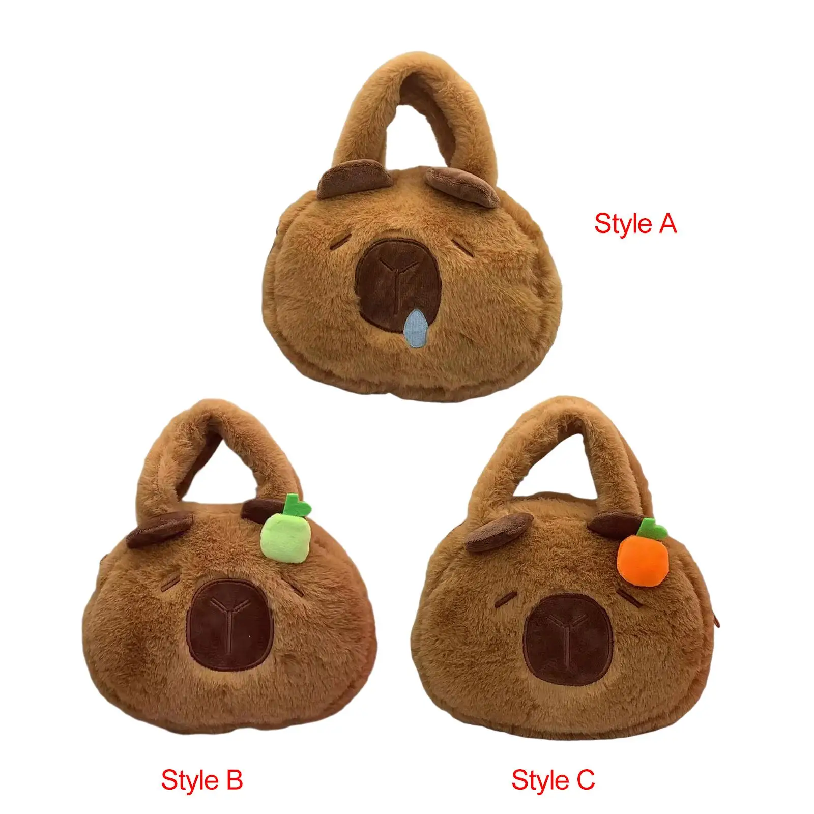 Capybara Handbag Cartoon Character Cute Clothing Accessories Birthday Gifts Plush Handbag for Travel Birthday Casual Female Kids