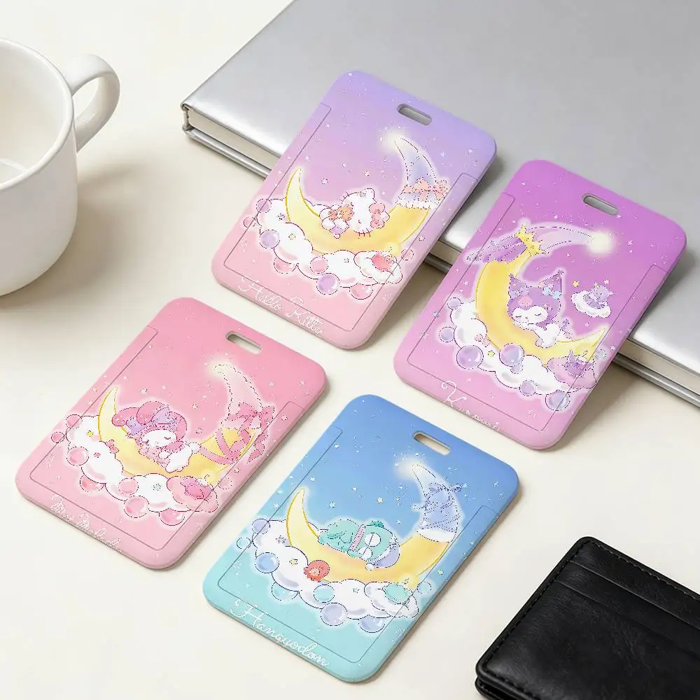 

Cute cartoon Moon Goodnight P-Pochacco K-Kuromi Sliding Cardcase ID Name Badge Holder Pass Work Card Students Card Bus Holder