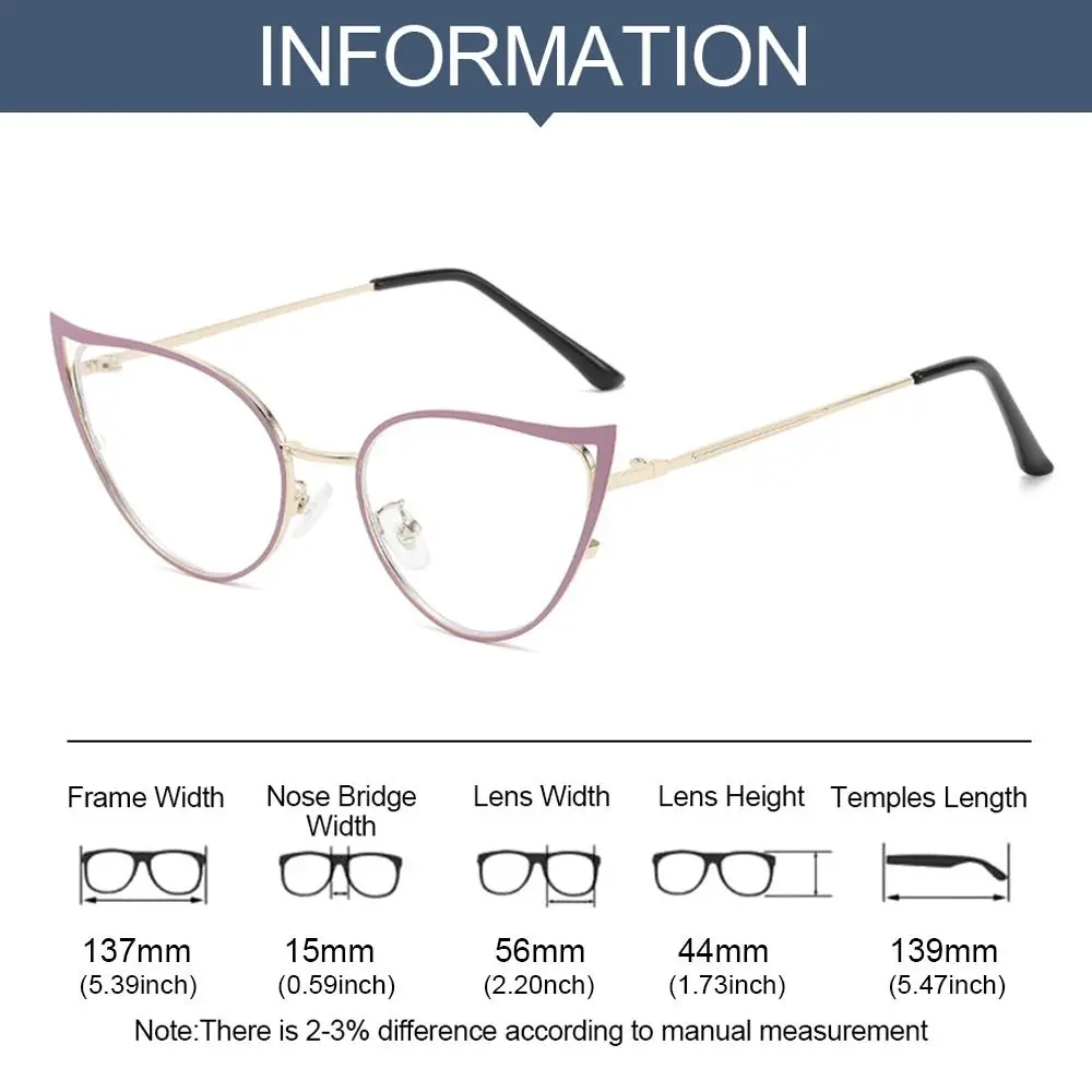 2024 New Cat Eye Anti Blue Light Glasses Women Men Designer Metal Big Frame Opticals Eyewear Blocking Eyeglasses Computer Goggle