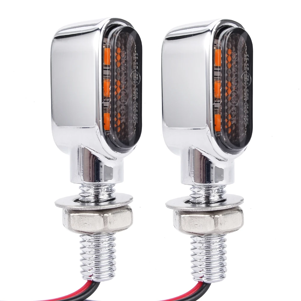 2X Chrome Mini motocykl Flasher kierunkowskaz LED światła Led na akcesoria motocyklowe Cafe Racer z homologacją E24 Emark — 2
