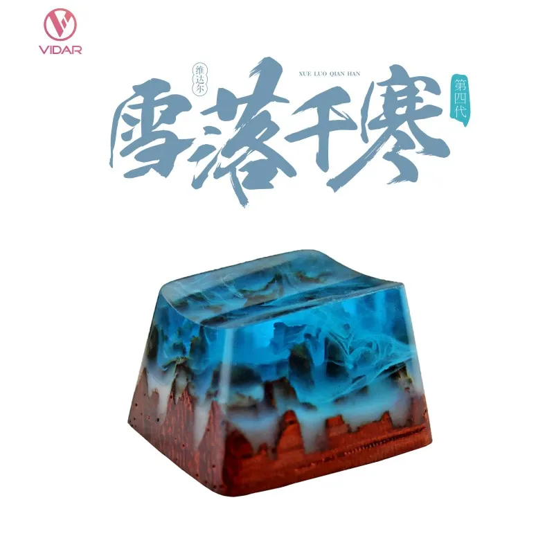 Luoxue Qianhan Ding Snow Mountain Teclado Mecânico Criativo Única Personalidade Transmissão de Luz Resina Tridimensional Ani