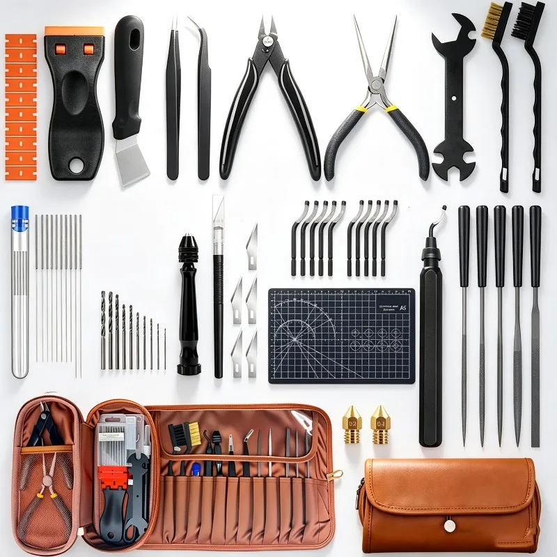 66Pcs Complete 3D Printer Tool Kit All-in-One Handy Tools for Print Maintenance Trimming Polishing Finishing DIY Print Projects