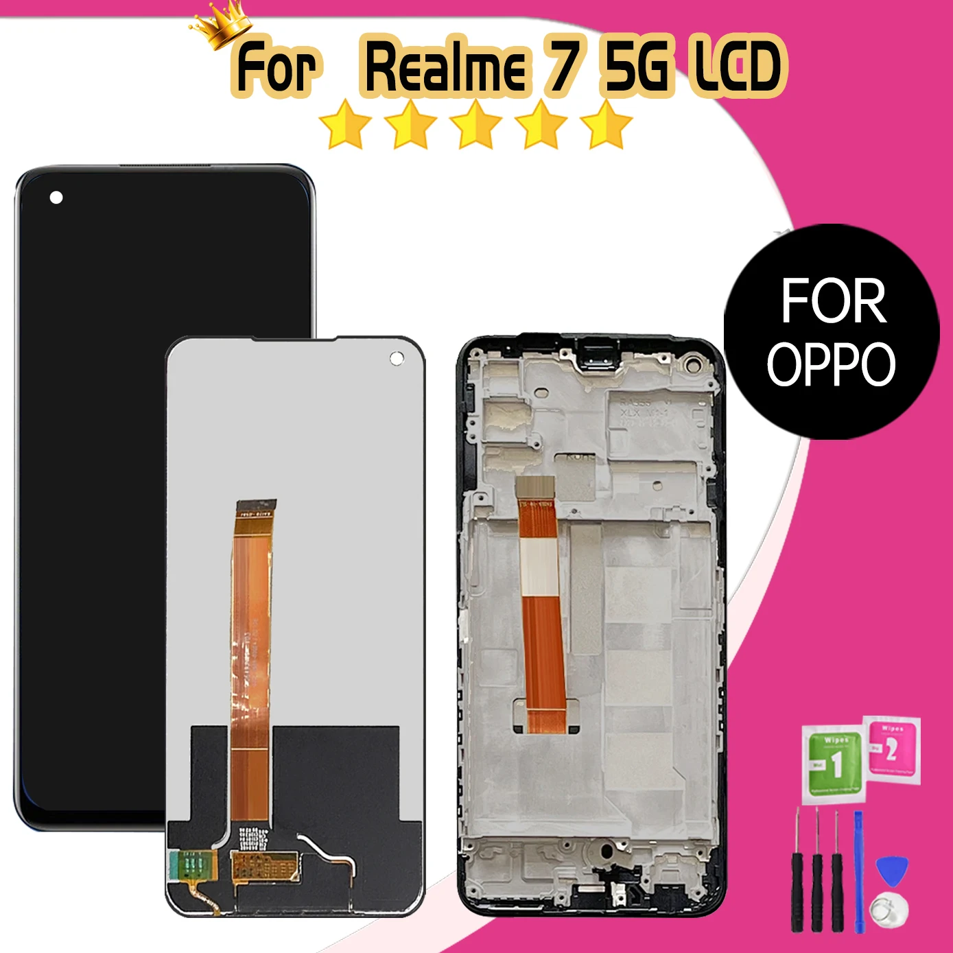 Tested For Oppo Realme 7 LCD Display Screen Touch For Oppo Realme 7 5G RMX2111 Display With Frame Replacement Panel Digitizer