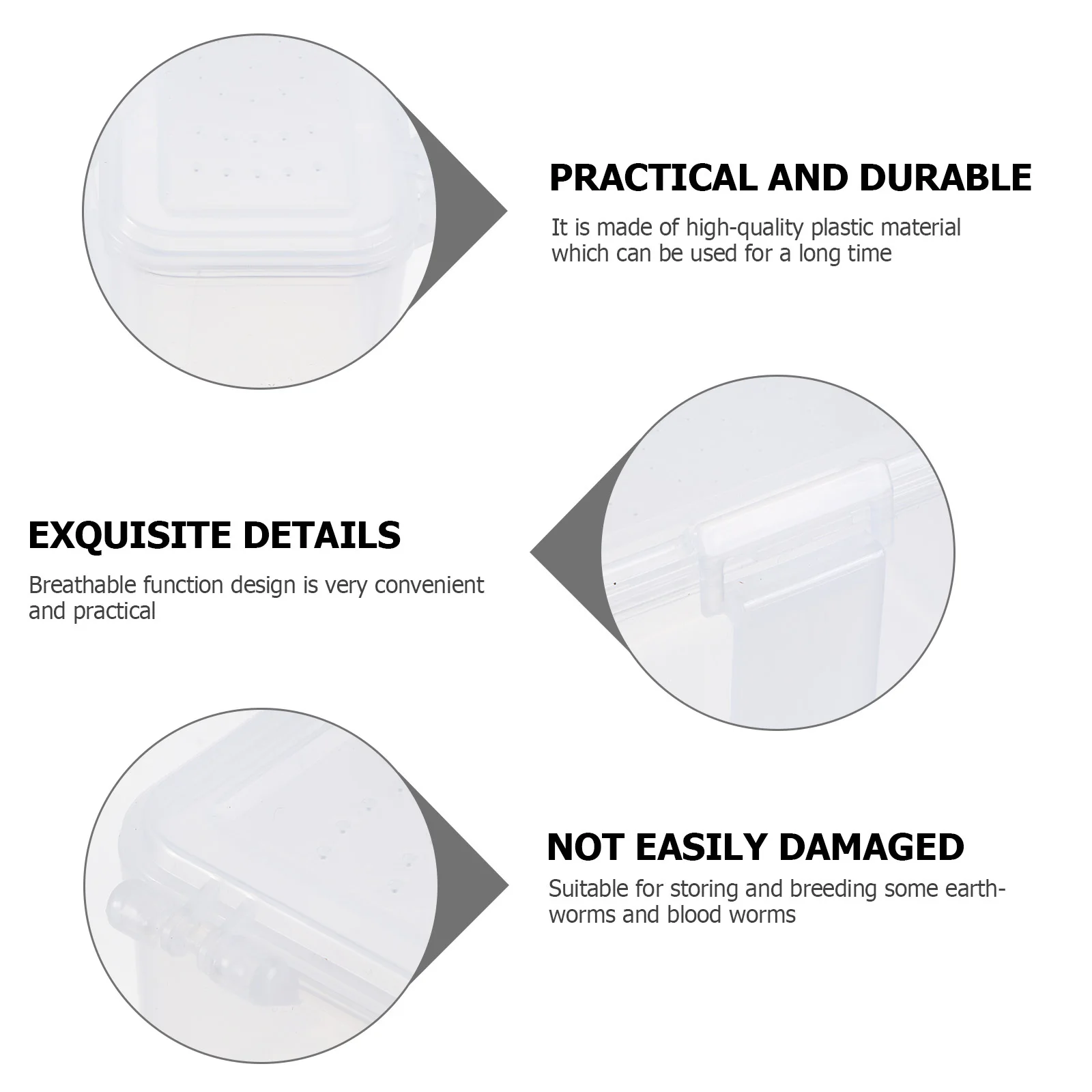 

2pcs Plastic Earthworm Box Breathable Worm Breeding Container For Red Worms Blood Worms Storage Fishing Bait Reptiles Case