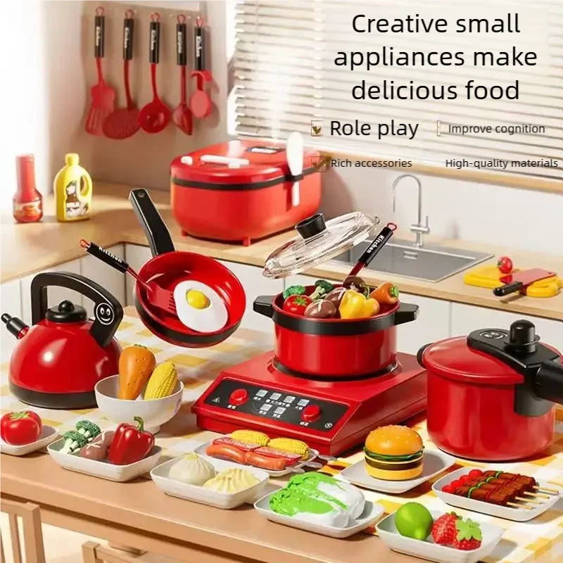 Kids Kitchen Toys Set Play Kitchen Accessories Kit with Play Pots Pans Pretend Food Cooking Toy Toddler Girls Boy Gift