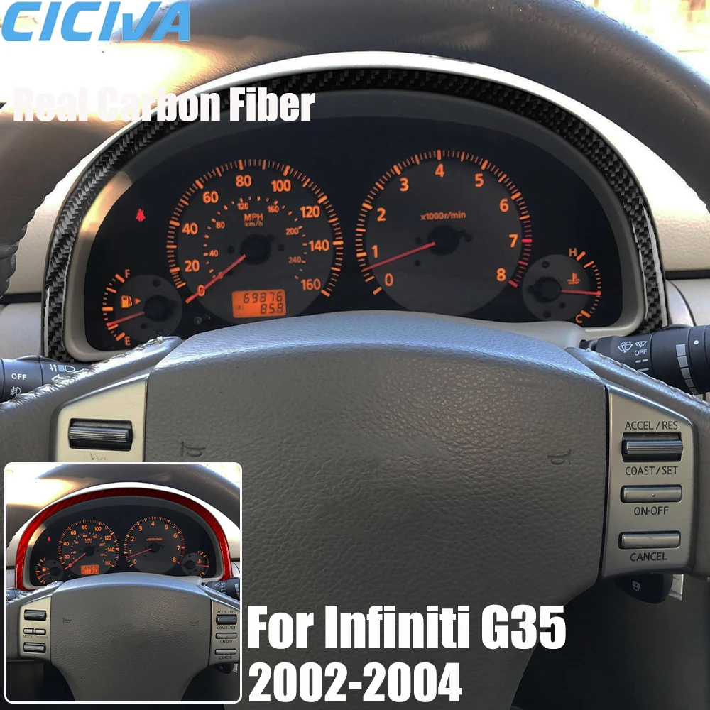 

Real Carbon Fiber Car Accessories Engine Start Speedometer Trim Cover Soft Sticker For Infiniti G35 V35 2002 2003 2004