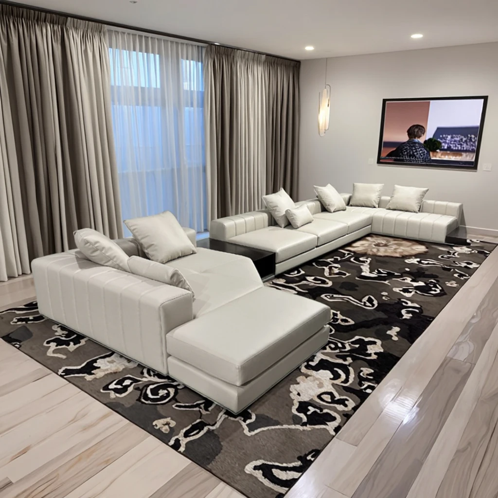 Italian Minimalist Sofa Set Villa Home Living Room Furniture Leather Modular Couch Corner L-shaped Sofa