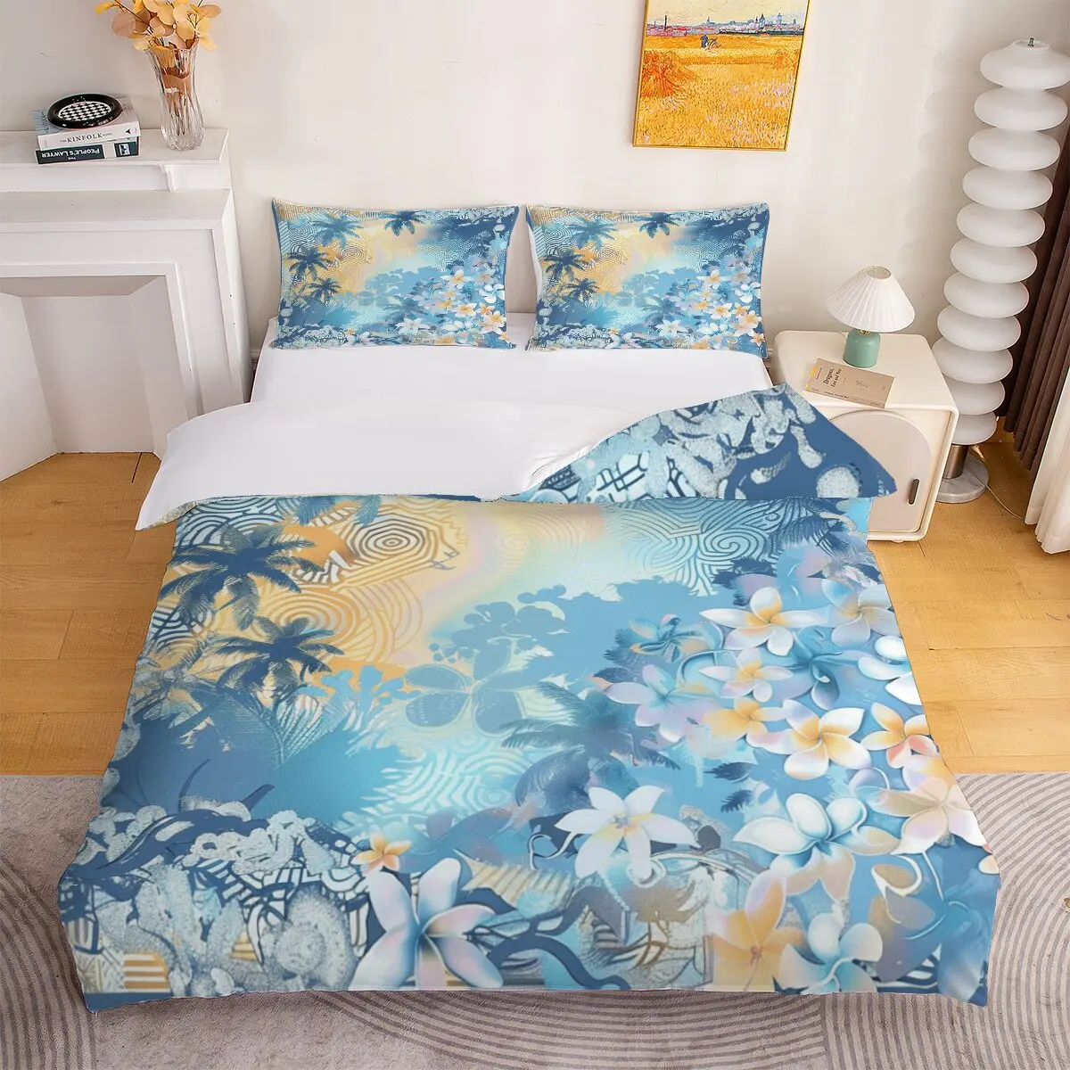 

Tropical scenery Down comforter set, extra large size trees & Room decoration bedding set