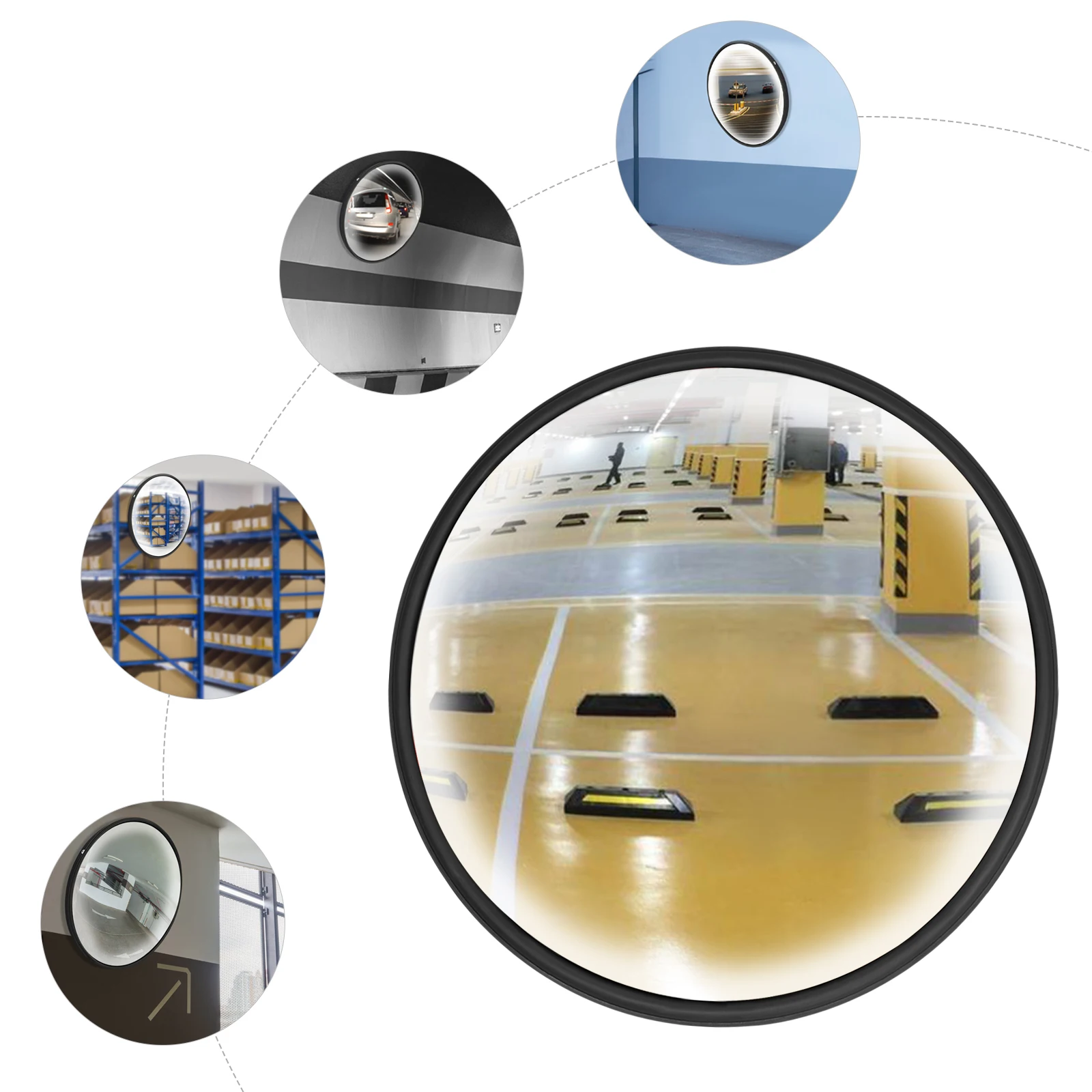 Specchio angolare convesso per interni nero da 12", ampia vista e angolo regolabile, per macchie cieche per garage/ufficio/negozio