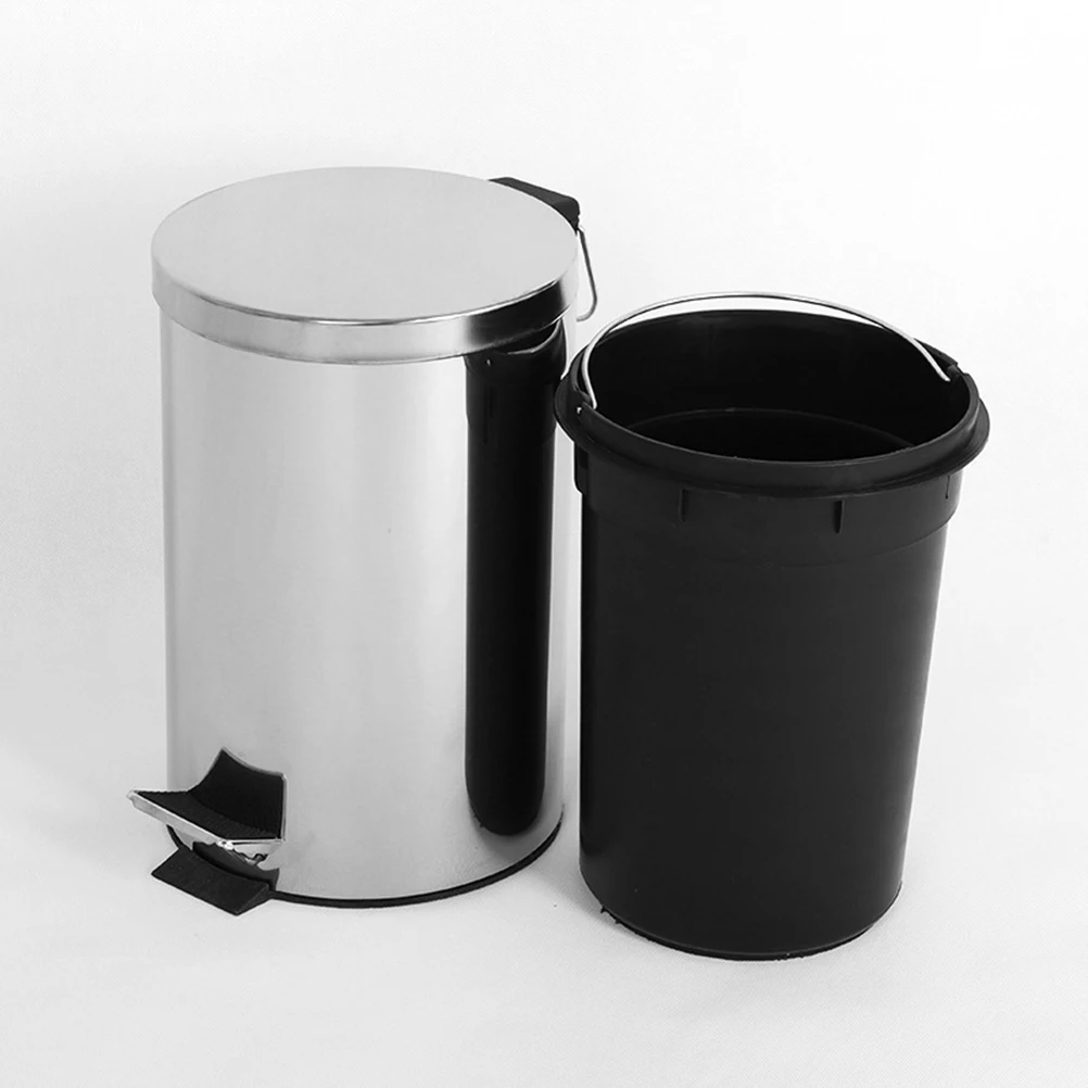 

Pedal Trash Can Brushed Stainless Outdoor Bin Foot Steel Waste Garbage Cans Metal Large Capacity