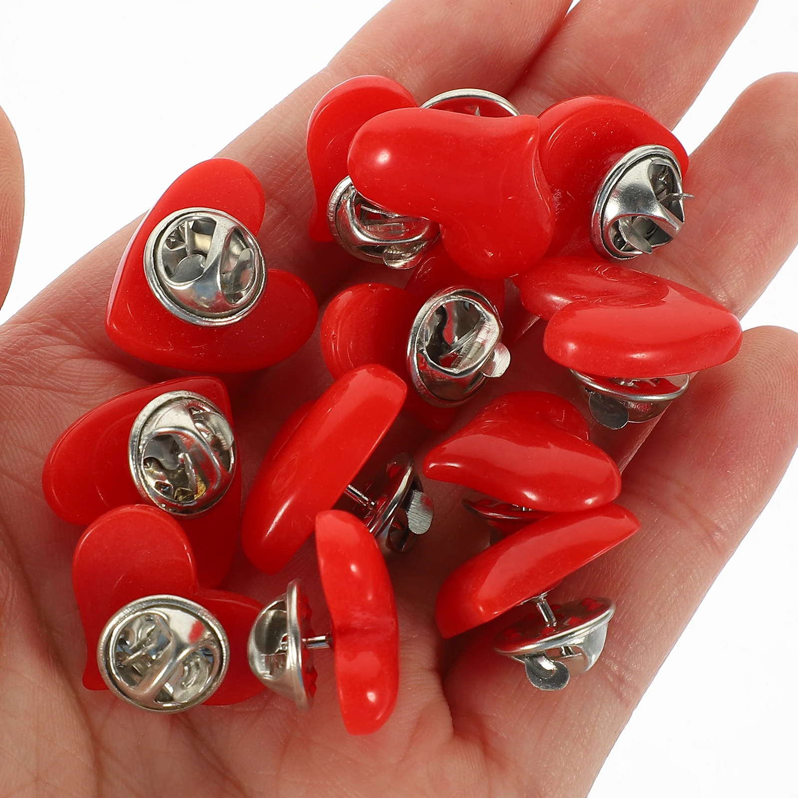 12 Pcs Red Heart Brooch Women Clothes Brooch Resin Heart Lapel Pin Ladies Badge Valentine Gift Scarf Brooch Jewelry