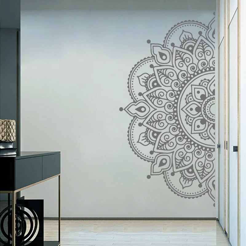 Wall Decal Mandala, Half Mandala, Vinyl Wall Sticker, Yoga Gift Ideas, Master Bedroom, Headboard Art Pattern Decor MT44