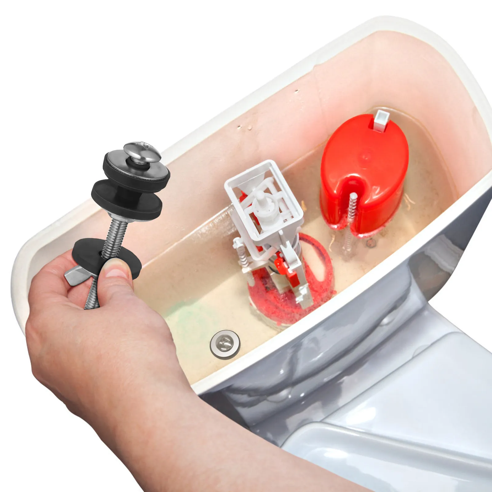 

2Pcs High Strength Stainless Steel Toilet Tank Bolts with Locking Nuts and Flat Washers for Universal Toilet Tank Mounting Kit