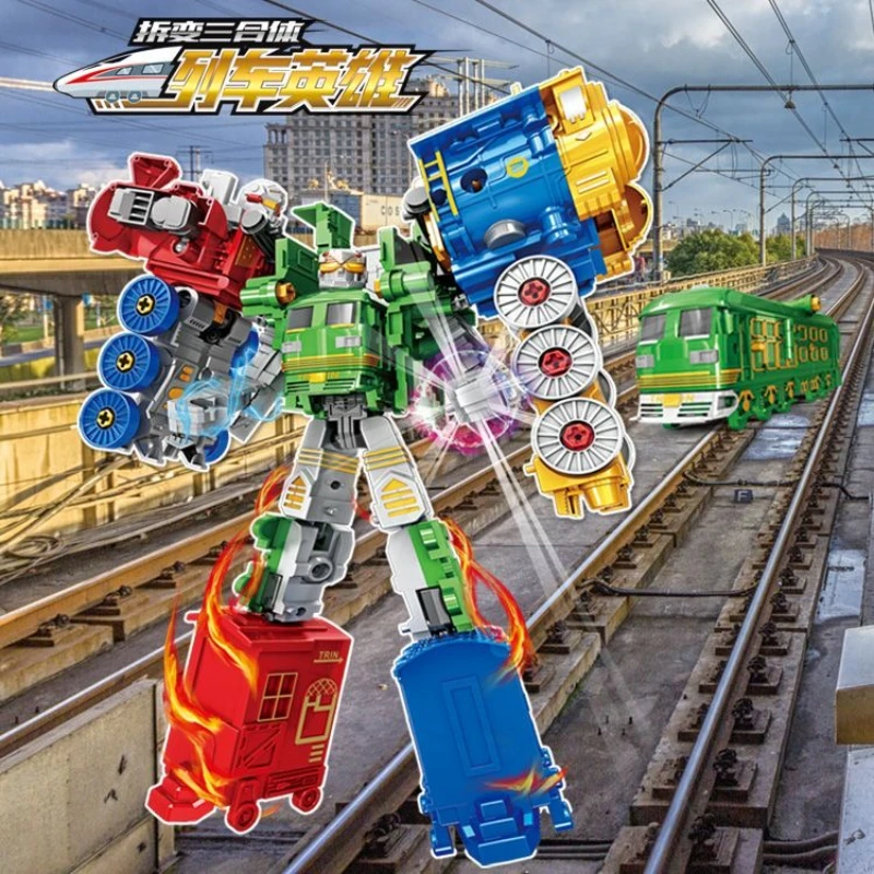 Combinaison de Train 3 en 1, jouet Robot à déformation, figurine d'action Convertible, modèle en plastique, voiture Robot, jouet série Anime, cadeau pour enfants