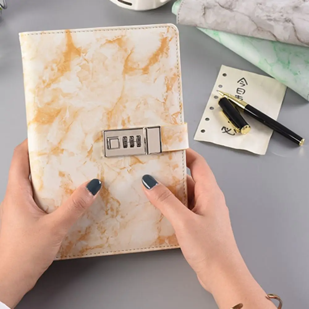 

Дневник, 96-страничный блокнот с паролем, мягкий блокнот формата А5, мраморная текстура, справочник, ретро, водонепроницаемый персональный блокнот, школьный