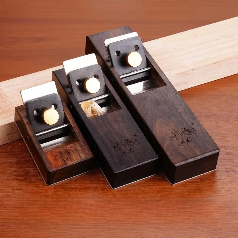 105/180/245mm Upgraded Aluminum Base Ebony Wood Pull Plane Portable Bench Flat Plane Adjustable Knob Woodworking Hand Planer