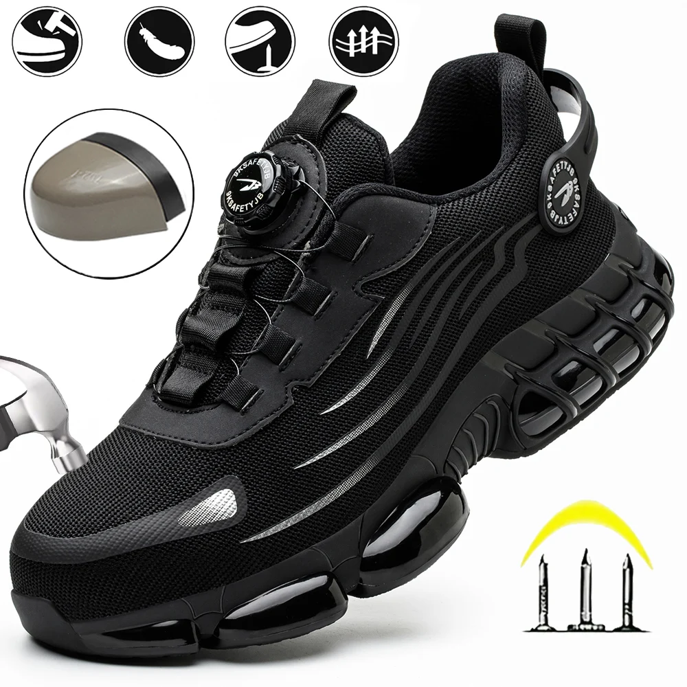 Men's Steel Toe Safety Shoes Smash-Proof Button-Proof Work Boots for Factory Construction Outdoor Use Anti-Static Lightweight