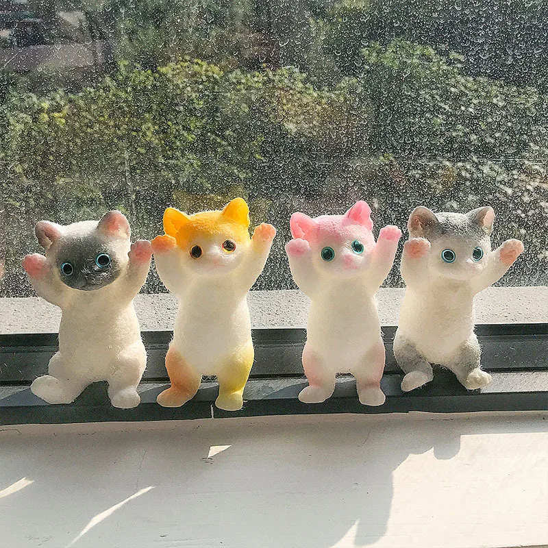 Cute Cat Squeeze Shy Cat Fluffy Realistic Cat Stress Relief Toy Simulation Cat Doll Squeeze Slow Rebound Toy Gift For Kids Adult