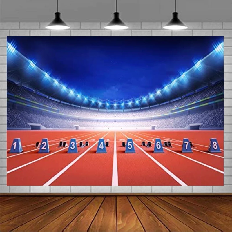 Athletics Sport Photography Backdrop Stadium Athletic Race Track Background Pictures Athlete Boy Children Photo Booth Studio Pro