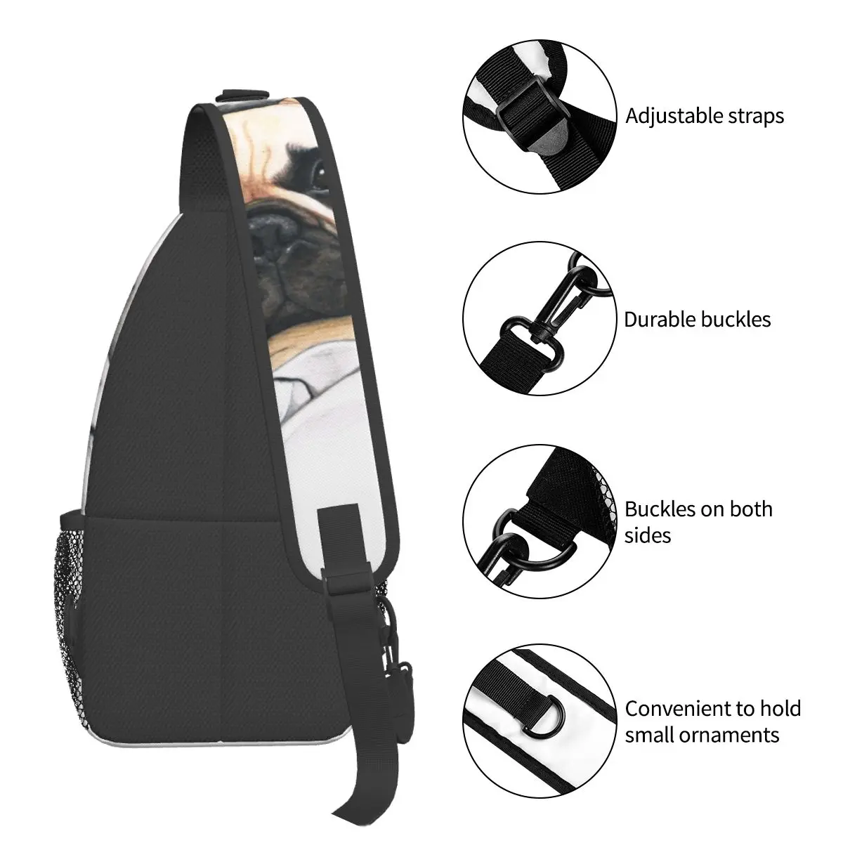 Französisch Bulldogge Hunde liebhaber Cross body Schulter taschen Männer Frauen Brusttasche Tier Schulter Rucksack Tages rucksack zum Wandern Reise Fahrrad tasche