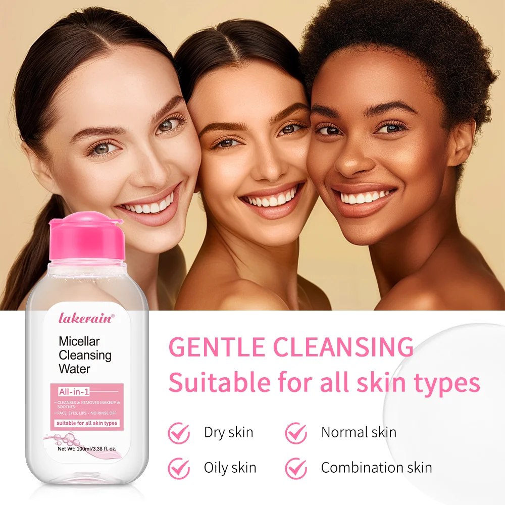 Água Removedor de Maquiagem Suave, Água Micelar Suave, Limpador Tudo em 1, Fricção, Não Estimulante, 100ml