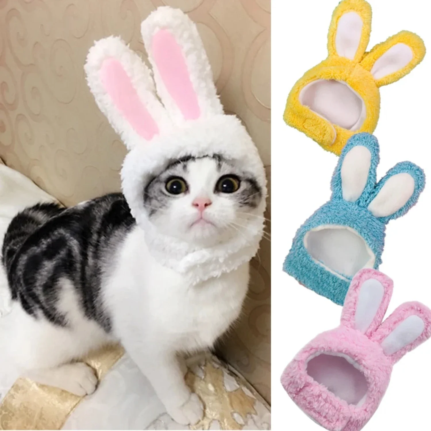 

Charming and cozy rabbit design pet costume hat for dog or cat - Lovely and adorable headwear with photo props for your furry fr