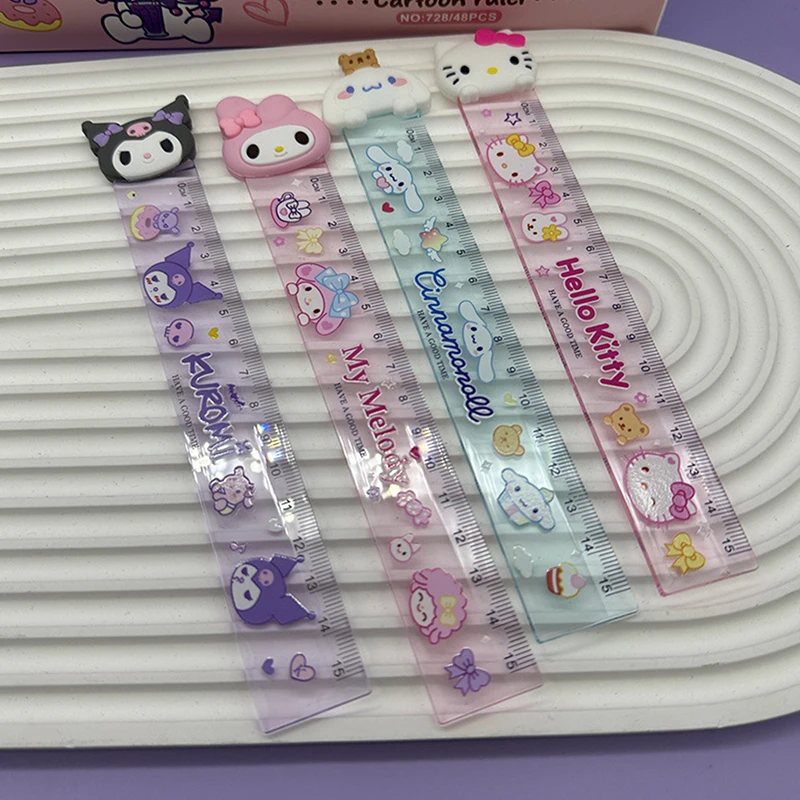 1pcs Cartoon Ruler My Melody Cinnamoroll Cartoon Children Students 15cm Ruler Kawaii Stationery Gift