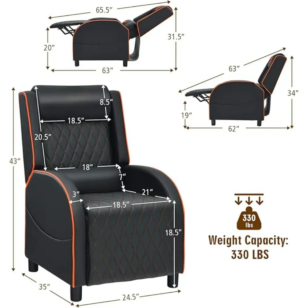 Massage Gaming Recliner Chair,with Adjustable Headrest,Backrest & Footrest,Theater Sofa for Living Room Racing Style Single Sofa