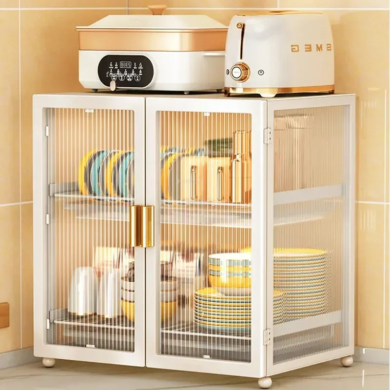 

-Modern Storage Rack Transparent Kitchen Cabinets European Kitchen Furniture Home Living Room Snack Storage Cabinet With Cover G
