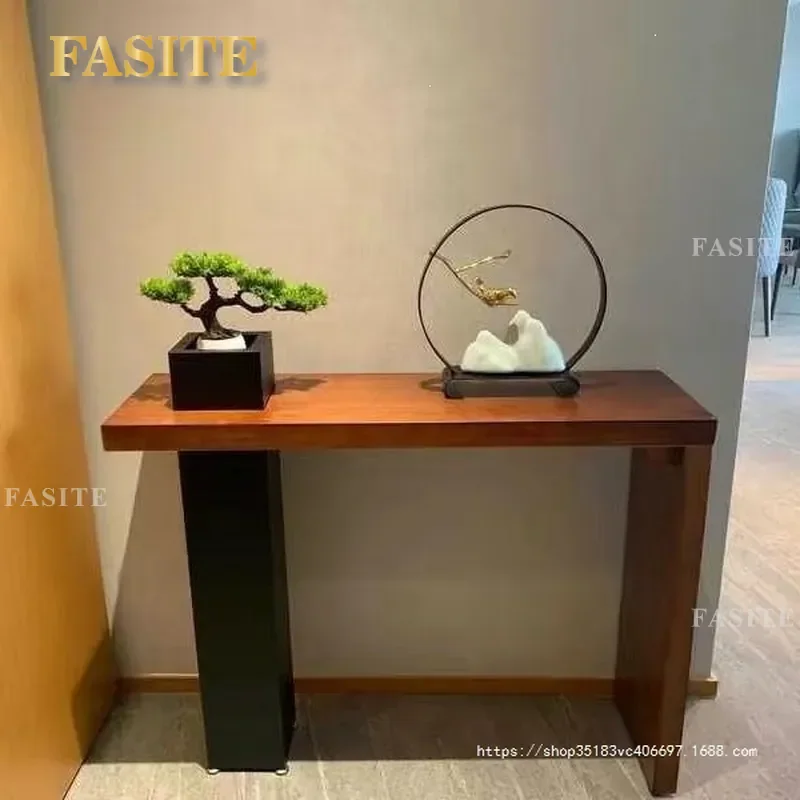 For New Chinese Style Solid Wood Entrance Table Living Room Zen Console Cabinet Narrow Long End View Table Against Wall