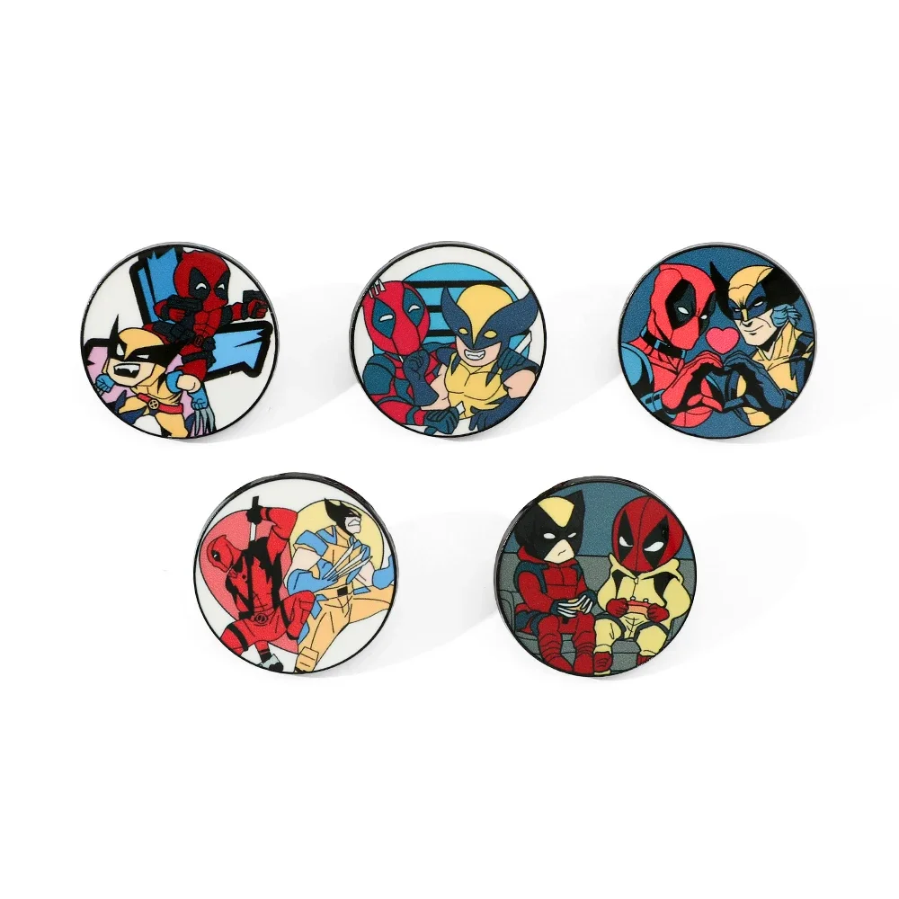 5 Pcs Cartoon Deadpool Brooch Creative X-Men Origins: Wolverine Enamel Pin Metal Badge Jewelry Backpack Clothing Accessories