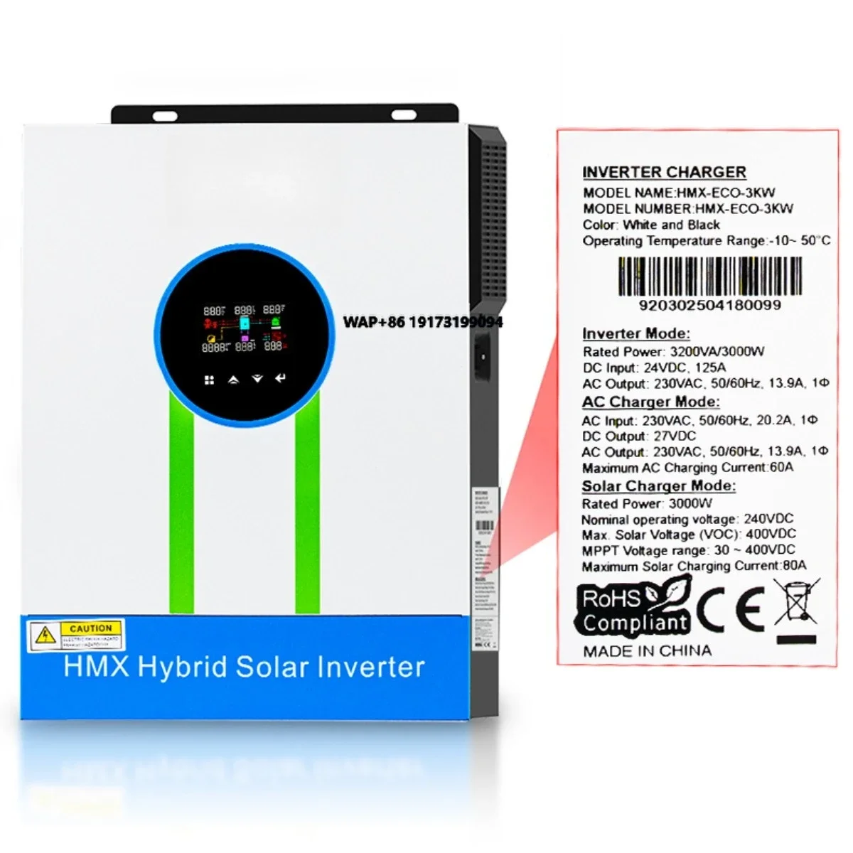 Smart MPPT Power Grid Pure Sine Wave 500V High Voltage 24V 3-3.6 KW Off-Grid Solar Inverter Single Lithium Ion Battery