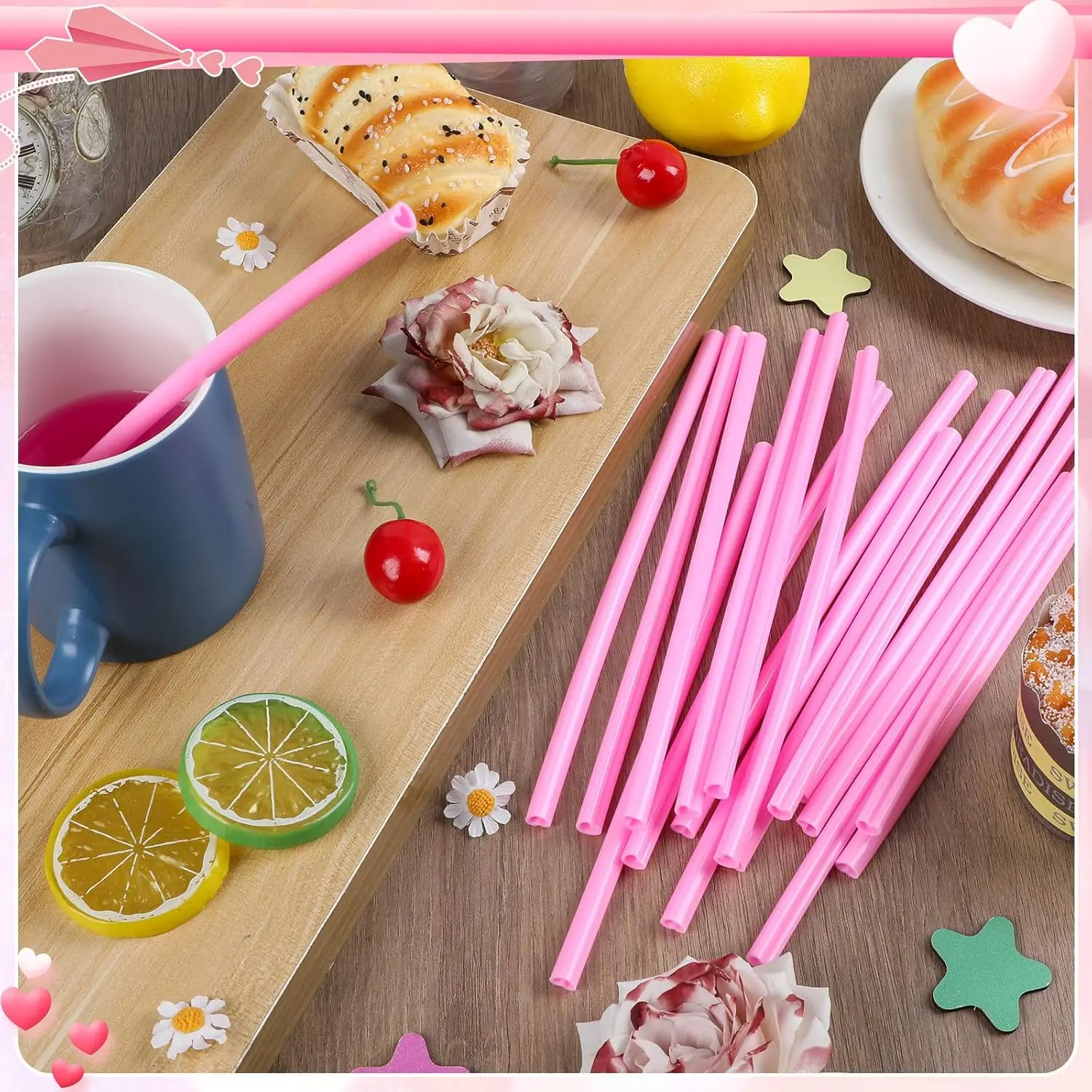 100-400 Heart Shaped Pink Straw Disposable Drinking Cute Straw to Bachelor Party bride Wedding galentines day Cocktail Supplies