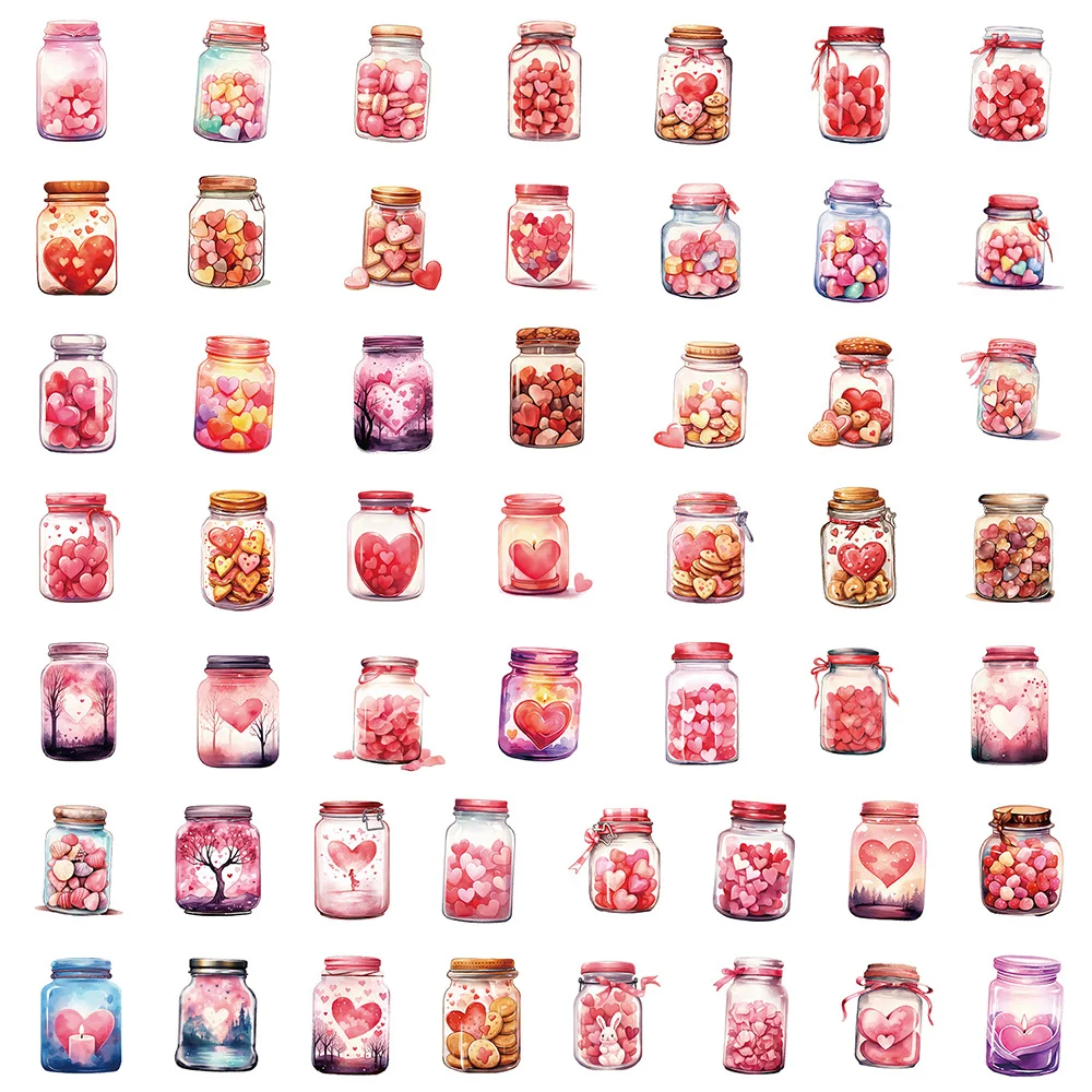 10/30/50pcs Cute Funny Pink Love in a Bottle Cartoon Stickers INS Style Decals Fridge Laptop Notebook Graffiti Sticker Kids Toys